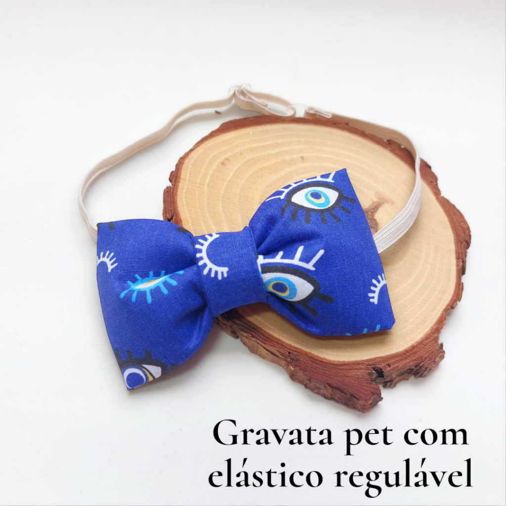 Gravata para Cachorro e Gato com estampa de Olho Grego - Elástico Regulável da Apetrechos pet