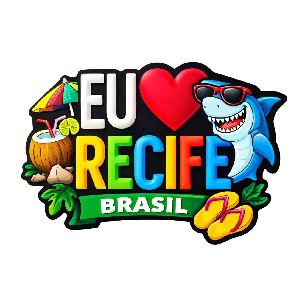 Ímã de Geladeira Eu Amo Recife – MDF Laminado Turístico Colorido Souvenir