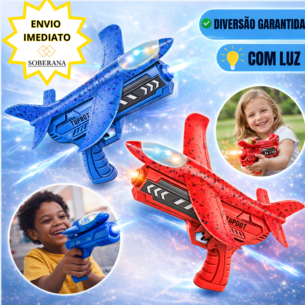 Lançador De Avião 24cm 16cm Brinquedo Para Criança Menino Infantil Menina Planador Com Luz