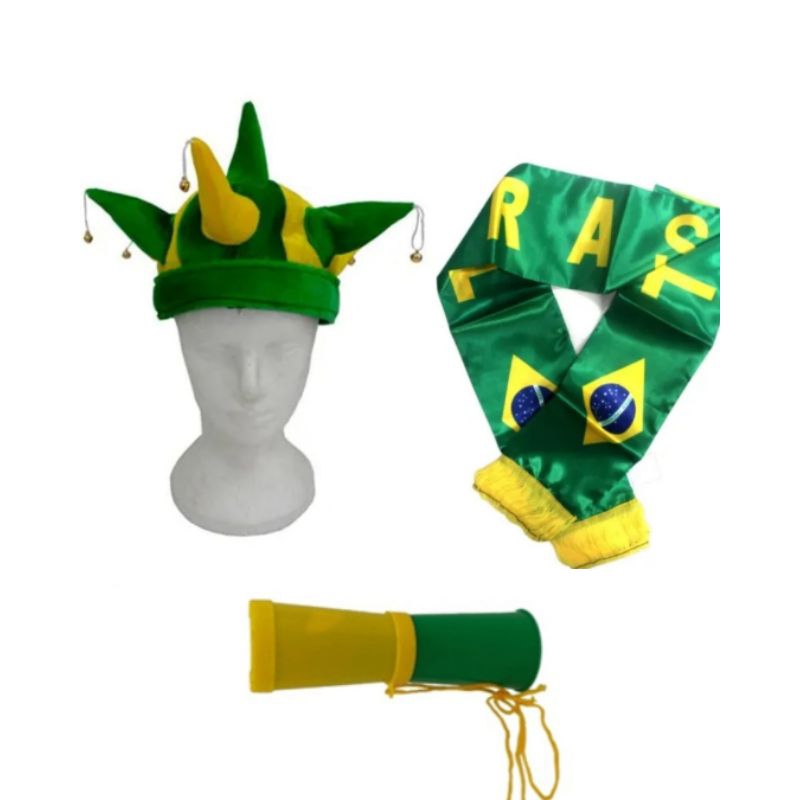 KIT ACESSÓRIOS COPA BRASIL CHAPÉU+CORNETA+CACHECOL