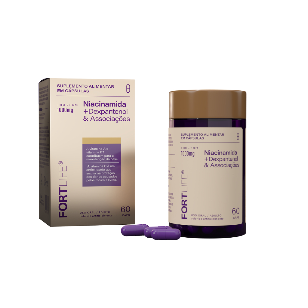 Niacinamida + Dexpantenol + Associações 1000mg 60 Cápsulas FORTLIFE