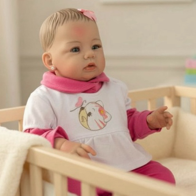 Bebê Reborn Corpo Inteiro em Vinil Siliconado com Olhos Azuis