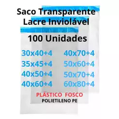 100un Saco Transparente Fosco C/ Aba lacre Inviolável P/ kits Envios Full 30x40 ao 60x80 - 100 Unidades