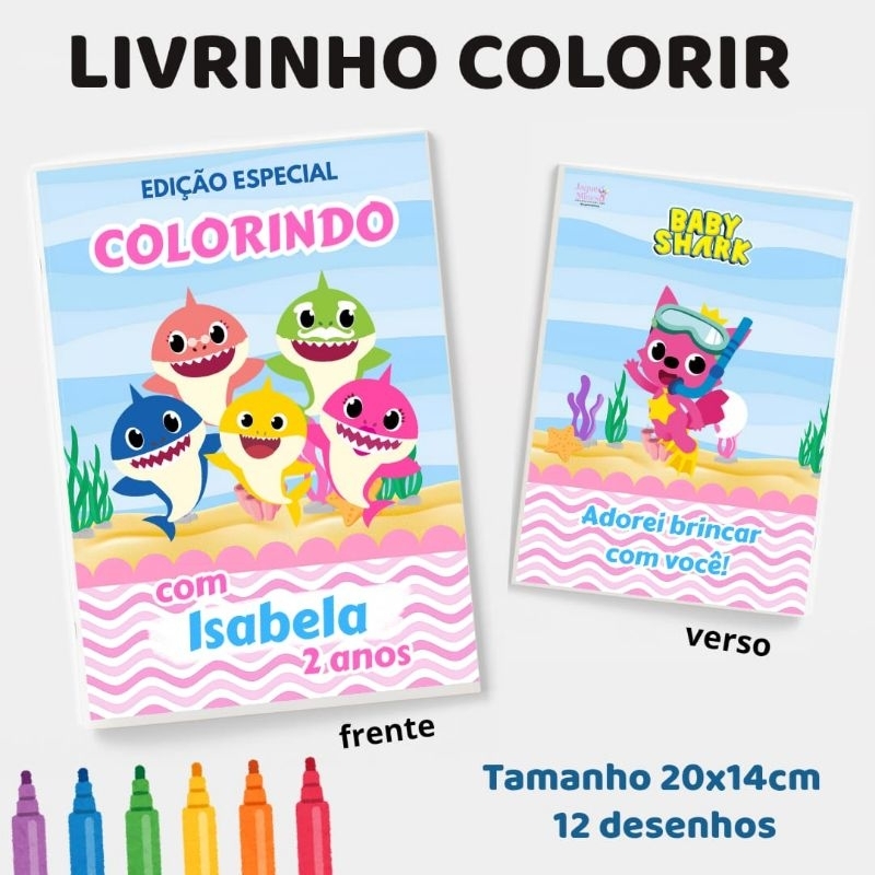 10 Livrinhos colorir BABY SHARK personalizados,lembrancinhas festa aniversário infantil