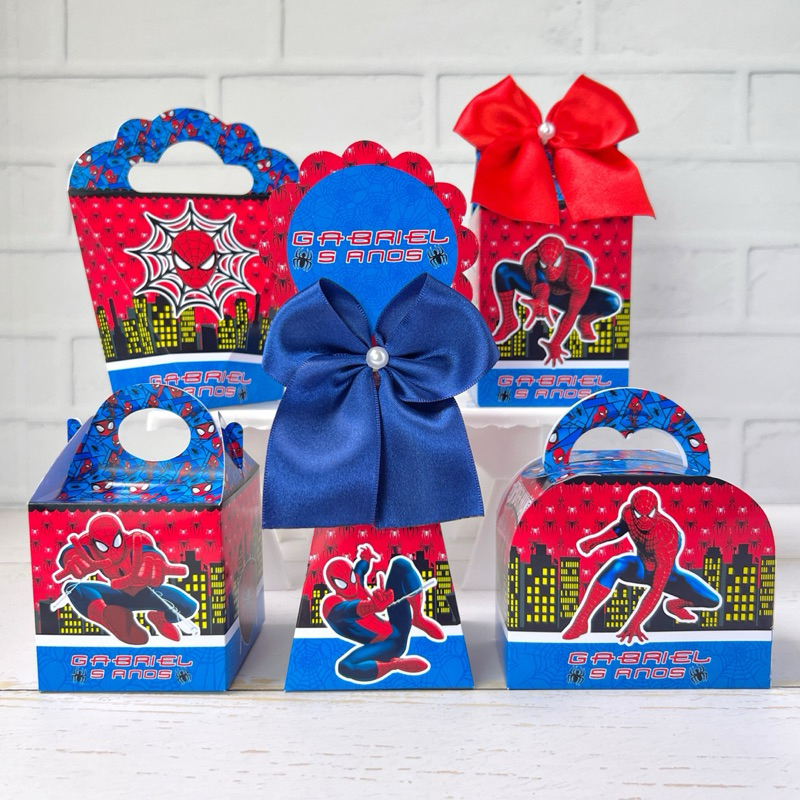 Kit Caixinhas Personalizadas Pegue e Monte HOMEM ARANHA - Festa Infantil Aniversário Lembrancinhas Personalizado