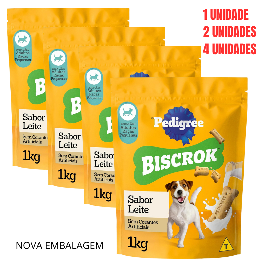 PETISCO PEDIGREE BISCROK RAÇAS PEQUENAS 01 KG (NOVA EMBALAGEM) KIT 01/02/04 UN