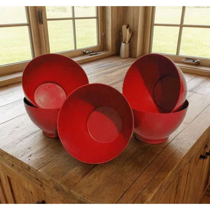 Tigela Cumbuca Bowl Vermelha 750ml; Kit 2,4,8,16 ou 24(Plástico). Sopa/Caldo/Petisqueira/Sobremesa.