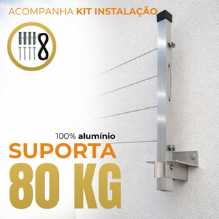 Varal Alumínio Reforçado Retrátil De Parede Para Roupas Suporta Até 80kg em Oferta na Shopee