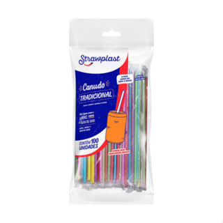 Canudo TRADICIONAL Colorido Strawplast Embalado Individualmente 100un 5mm P/ Suco Refrigerante Drink em Oferta na Shopee