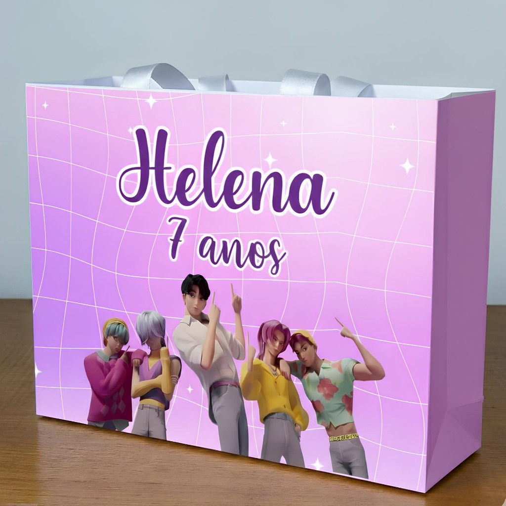 Sacolinha Personalizada Saja Boys - Guerreiras do k-pop / - Lembrancinhas - mimos - festa infantil