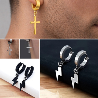 Brinco Argola Raio Cruz Masculino e Feminino Aço Cirúrgico Não fica Preto em Oferta na Shopee