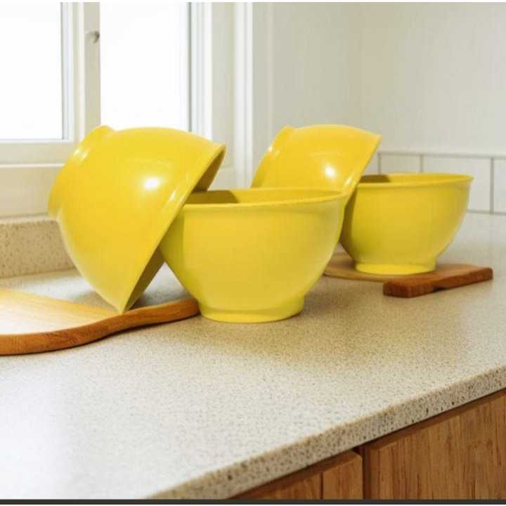 Tigela Cumbuca Bowl Amarela 750ml; Kit 2,4,8,16 ou 24(Plástico). Sopa/Caldo/Petisqueira/Sobremesa.