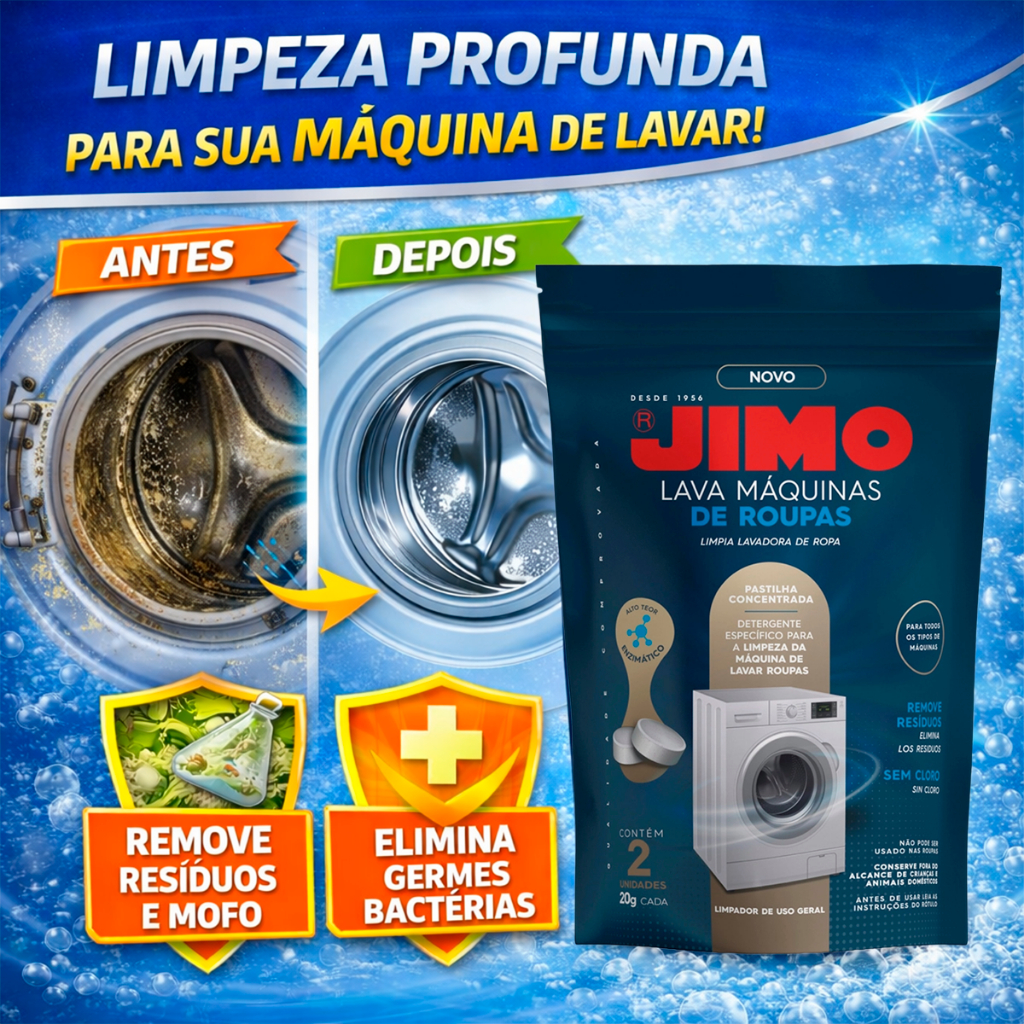 Limpa Lava Máquina de Lavar Roupa Jimo C/2 Pastilhas 20g