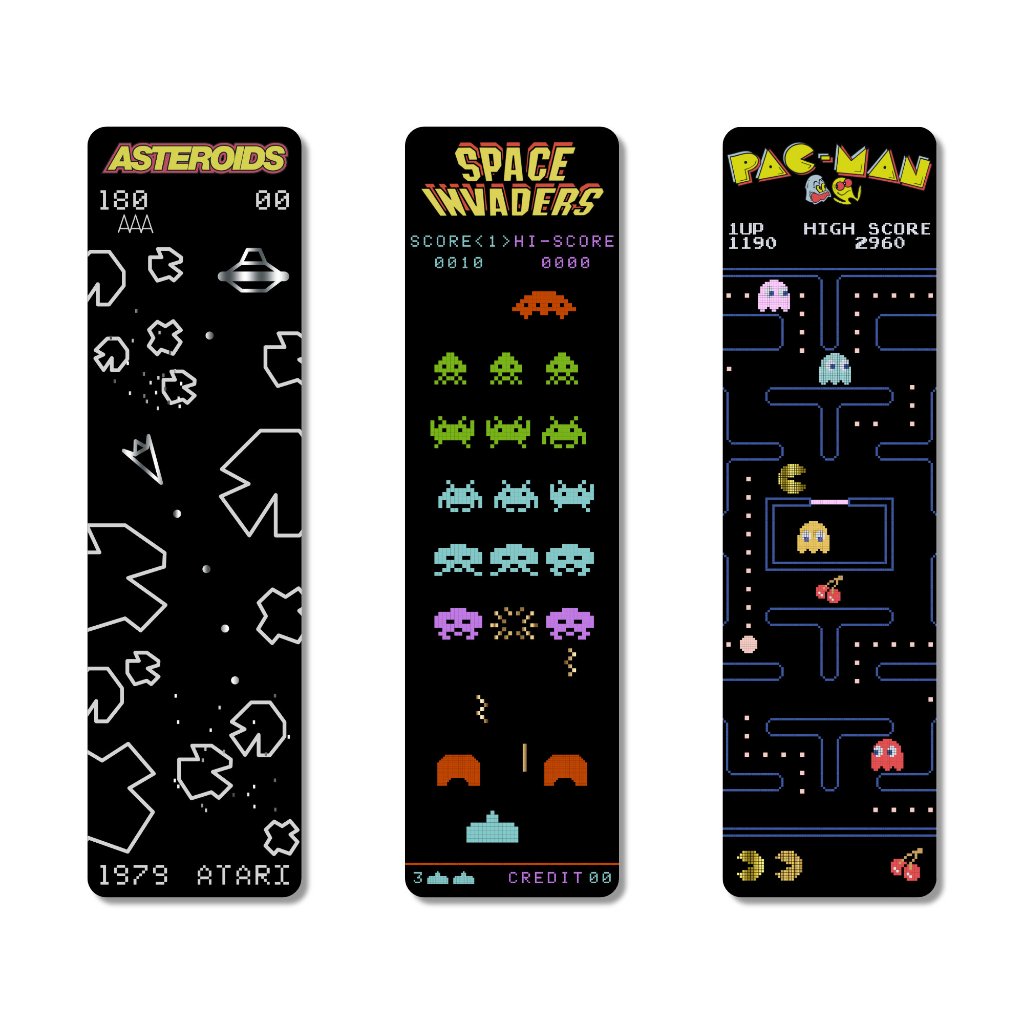 Marca Páginas Atari Retro Games Asteroids Pac-man Space Invaders - Foil Holográfico