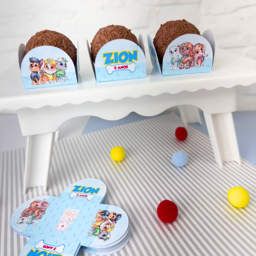 Forminhas de docinho Patrulha Canina Aquarela Personalizada com nome doces aniversário