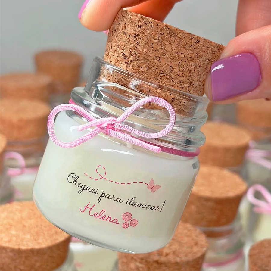 Adesivos Transparentes para Lembrancinhas de Velas 40ml Resistente à Água 3,5x1,8cm