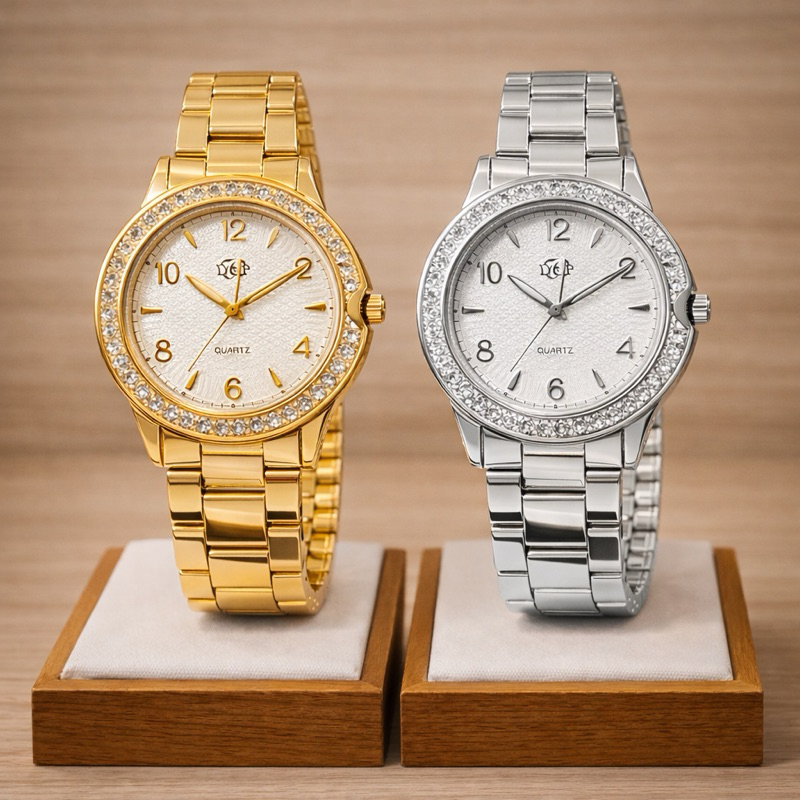 Relógio Feminino Luxo Cravejado DHP a prova d’água em Oferta na Shopee