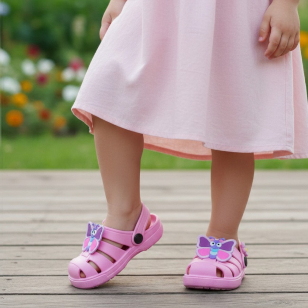 SANDALIA INFANTIL PAPETE PARA MENINAS BORBOLETA COLORIDA DELICADA LEVE MACIA SOLADO ANTIDERRAPANTE em Oferta na Shopee