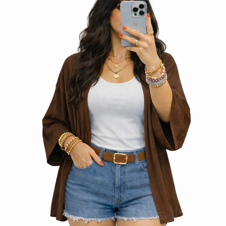 Kimono Cardigan Terceira Peça Feminino Saída De Praia Casaco Saída de Praia