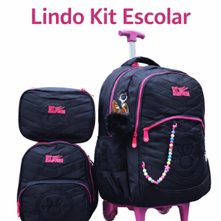 #Kit mochila de rodas #feminina impermeável Alta #qualidade com lancheira e estojo em Oferta na Shopee