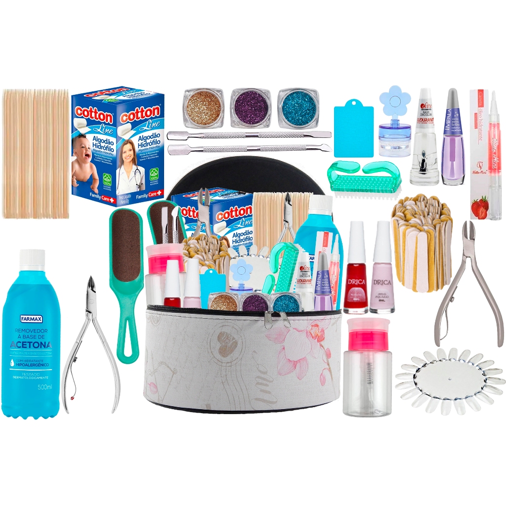 Kit de Manicure Completo Maleta Grande Nail Design Nail Art Pessoal Profissional Decoração De Unhas