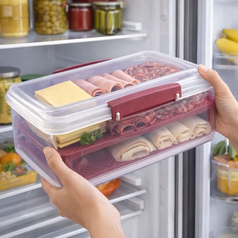 Porta Frios com Divisória e Tampa com Travas 2L - Usual Utilidades