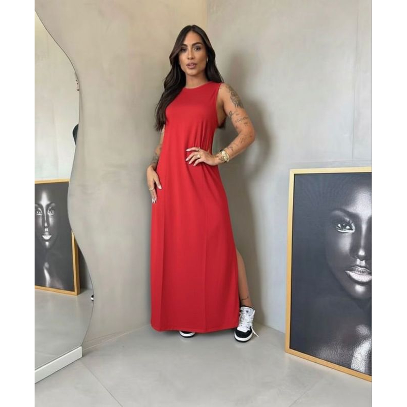 Vestido Feminino Casual Regata em Oferta na Shopee