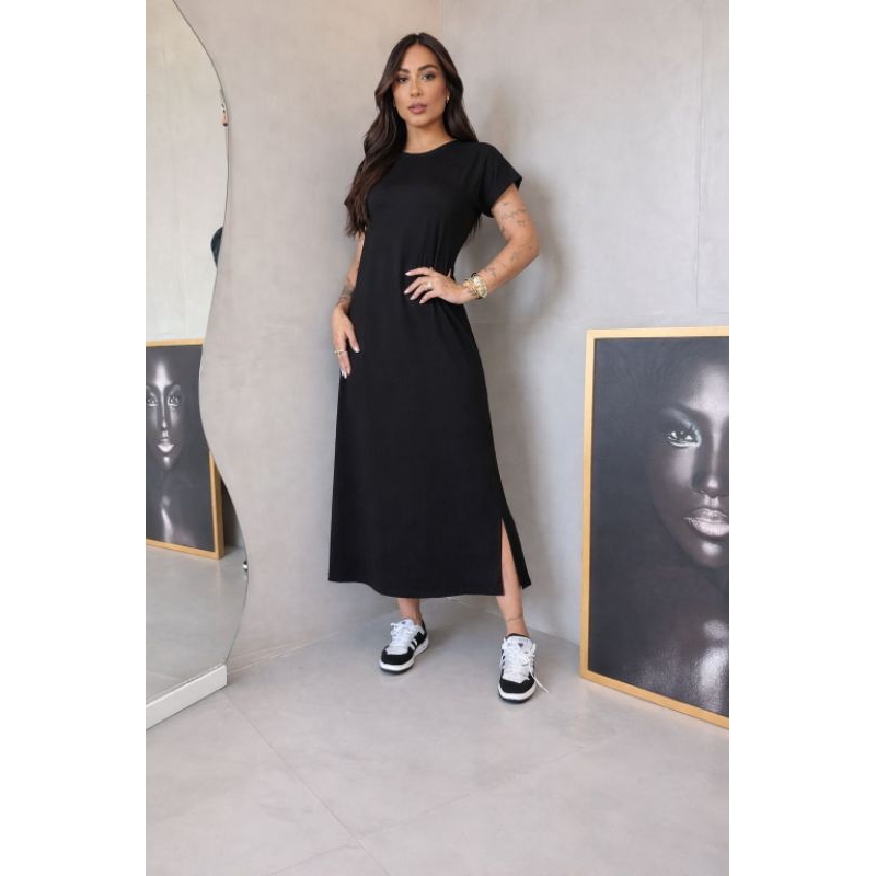 Vestido Midi Feminino Casual. em Oferta na Shopee