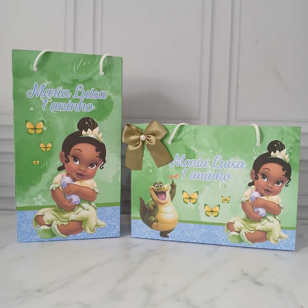 Sacolinha Personalizada Princesa Tiana Baby - Pegue e Monte A Princesa e o Sapo Lembrancinhas Festa