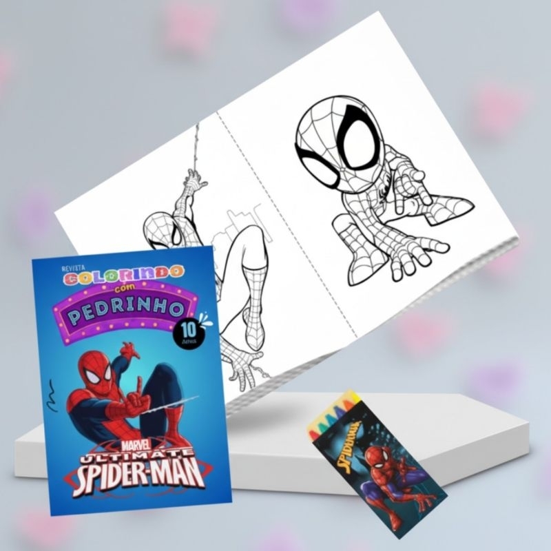 Kit Colorir Personalizado/Desenhos + Mini Giz + Caixinha/Lembrancinha Infantil/Kit Colorir giz de cera/Festa/Aniversário
