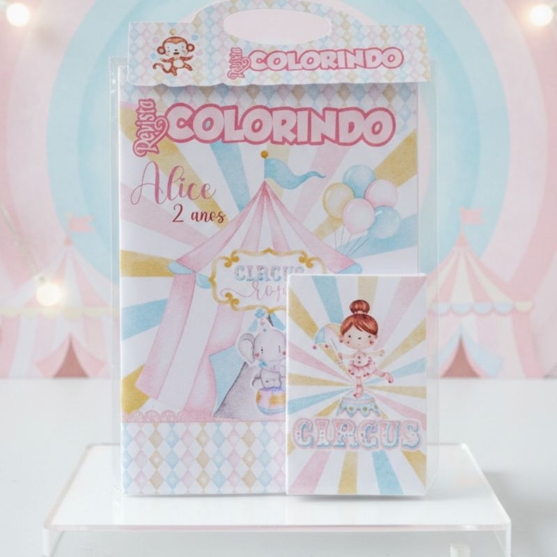 Kit Colorir Personalizado/Desenhos + Mini Giz + Caixinha/Lembrancinha Infantil/Kit Colorir giz de cera/Festa/Aniversário