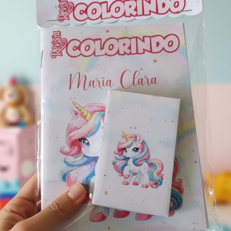 Kit Colorir Personalizado/Desenhos + Mini Giz + Caixinha/Lembrancinha Infantil/Kit Colorir giz de cera/Festa/Aniversário