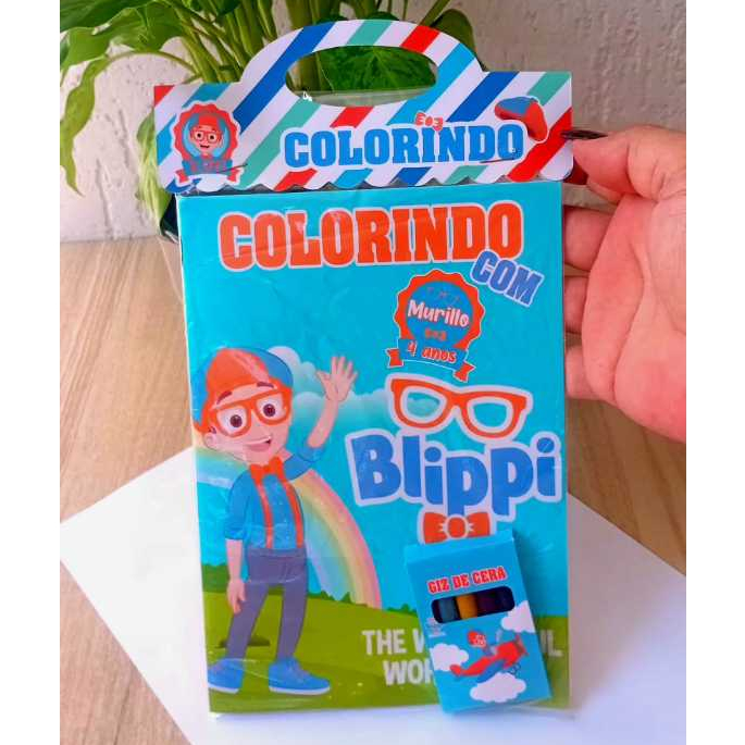 Kit de Colorir Lembrancinha Personalizada - Livro + Mini Giz - BLIPPI / livrinho de colorir Revistinha de colorir