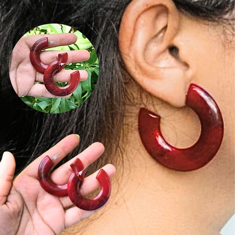 Par de Brincos em resina estilo feminino artesanal em Oferta na Shopee