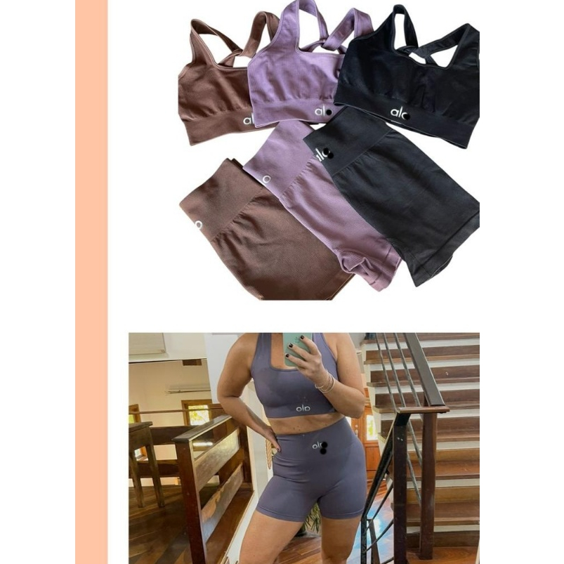 CONJUNTO TOP E SHORTS ALLO ACADEMIA FEMININO FITNESS POLIAMIDA ZERO TRANSPARENCIA SEM IMPINA BUMBUM