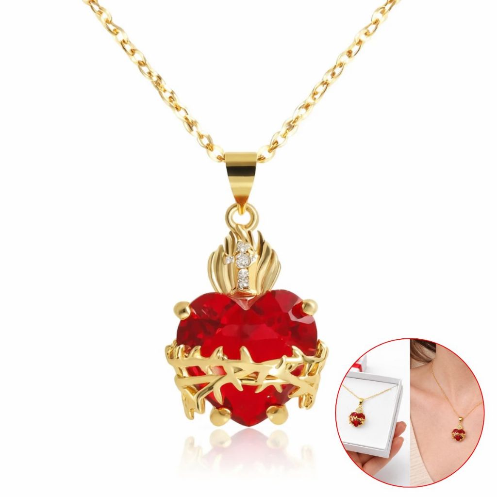 Colar Sagrado Coração de Jesus Banhado a Ouro 3x presente com caixa em Oferta na Shopee