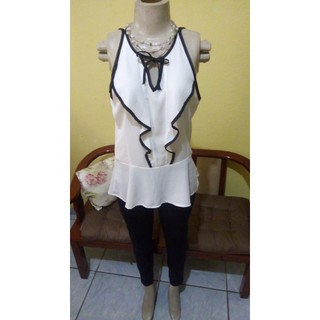 Camisa  blusa Social Feminina Manga  Longa branca com transparência  roupa / M /ano novo 2025