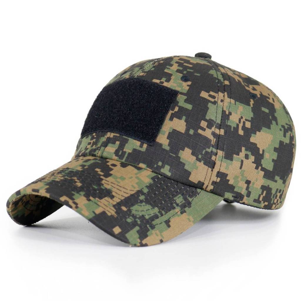 Boné Tático Militar Digital Marpat Ajustável Ristop Camuflado Patch Aba Curva Resistente