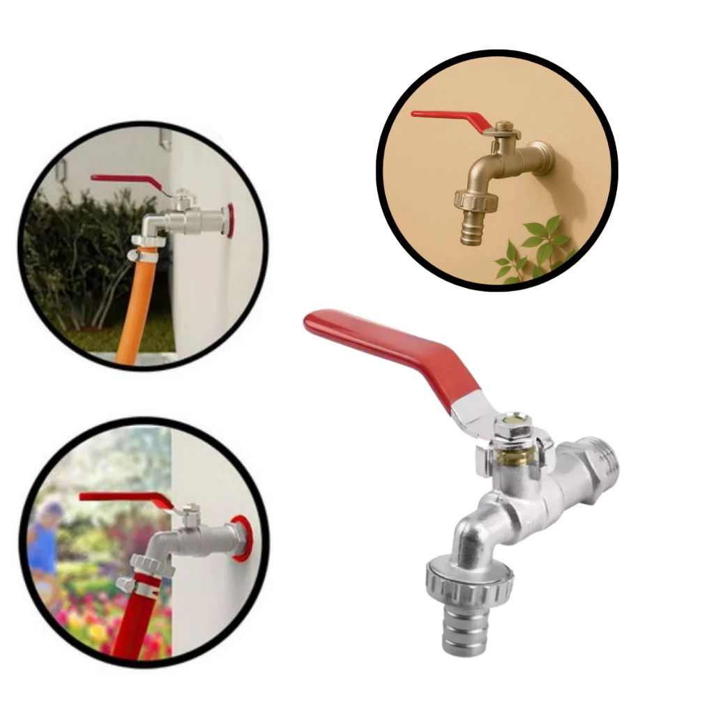 Torneira Esfera Válvula Metálica Com Bico Para Encaixe De Mangueira Para Jardim Quintal Tanque