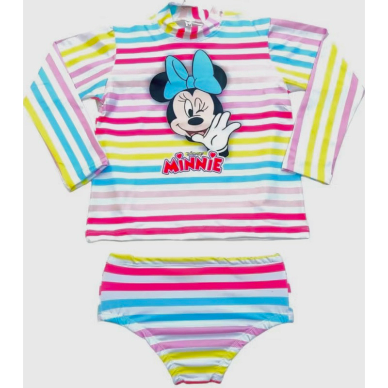 Kit UV Conjunto Camisa Manga Longa + calcinha de biquíni Minnie Com Proteção Solar UV50 Moda Praia/cachoeira/piscina