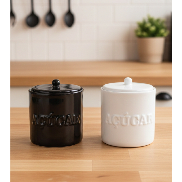 Lançamento – Pote de Cerâmica Porta Açucar Premium com Tampa em Oferta na Shopee