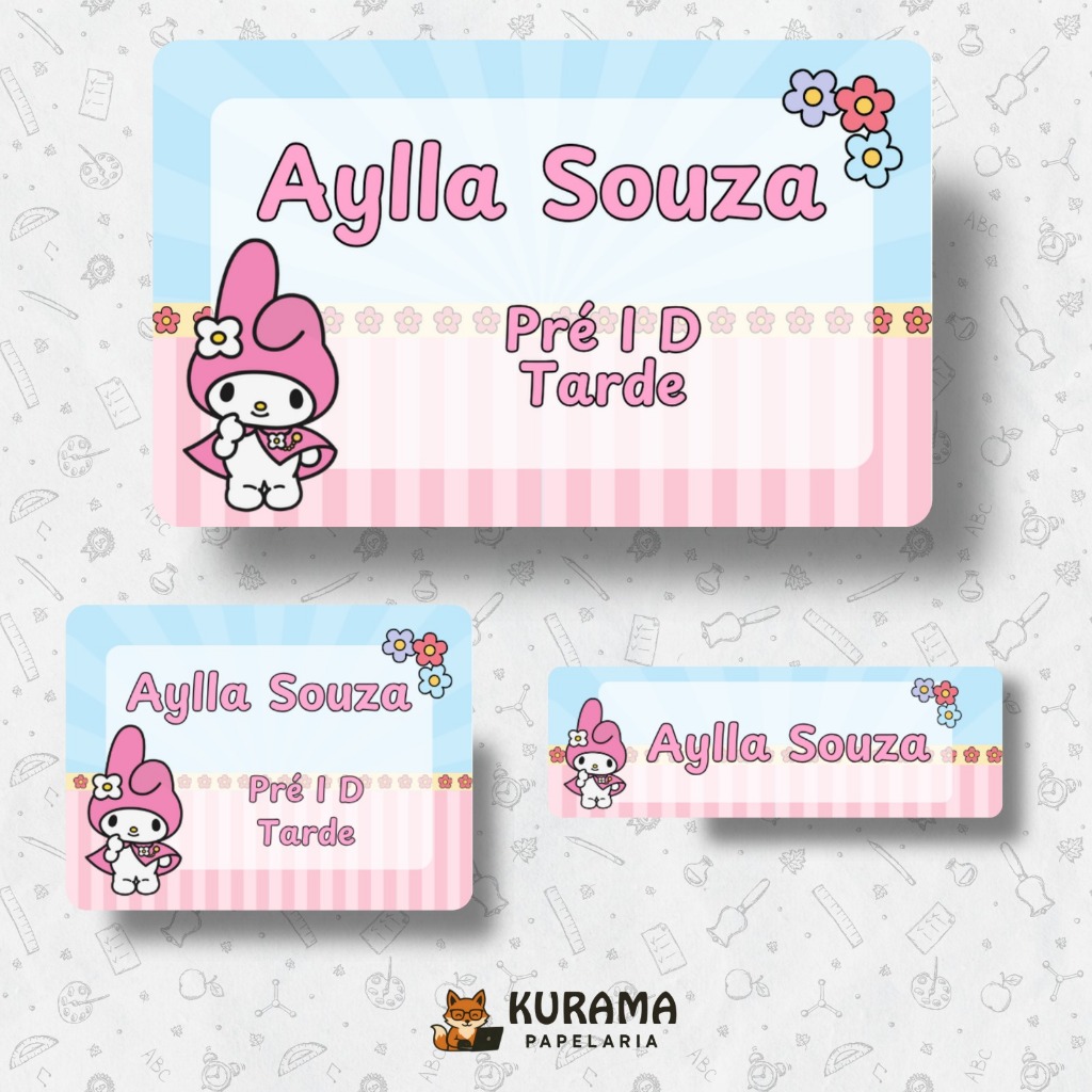 Etiqueta Escolar Personalizada My Melody & Kuromi em Oferta na Shopee