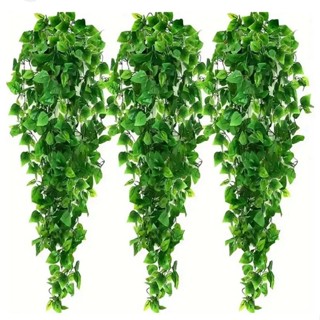 Arranjos Completos kit 3 Vasos Pretos de Plástico + 3 Pendentes de Folhagem Artificial em Oferta na Shopee