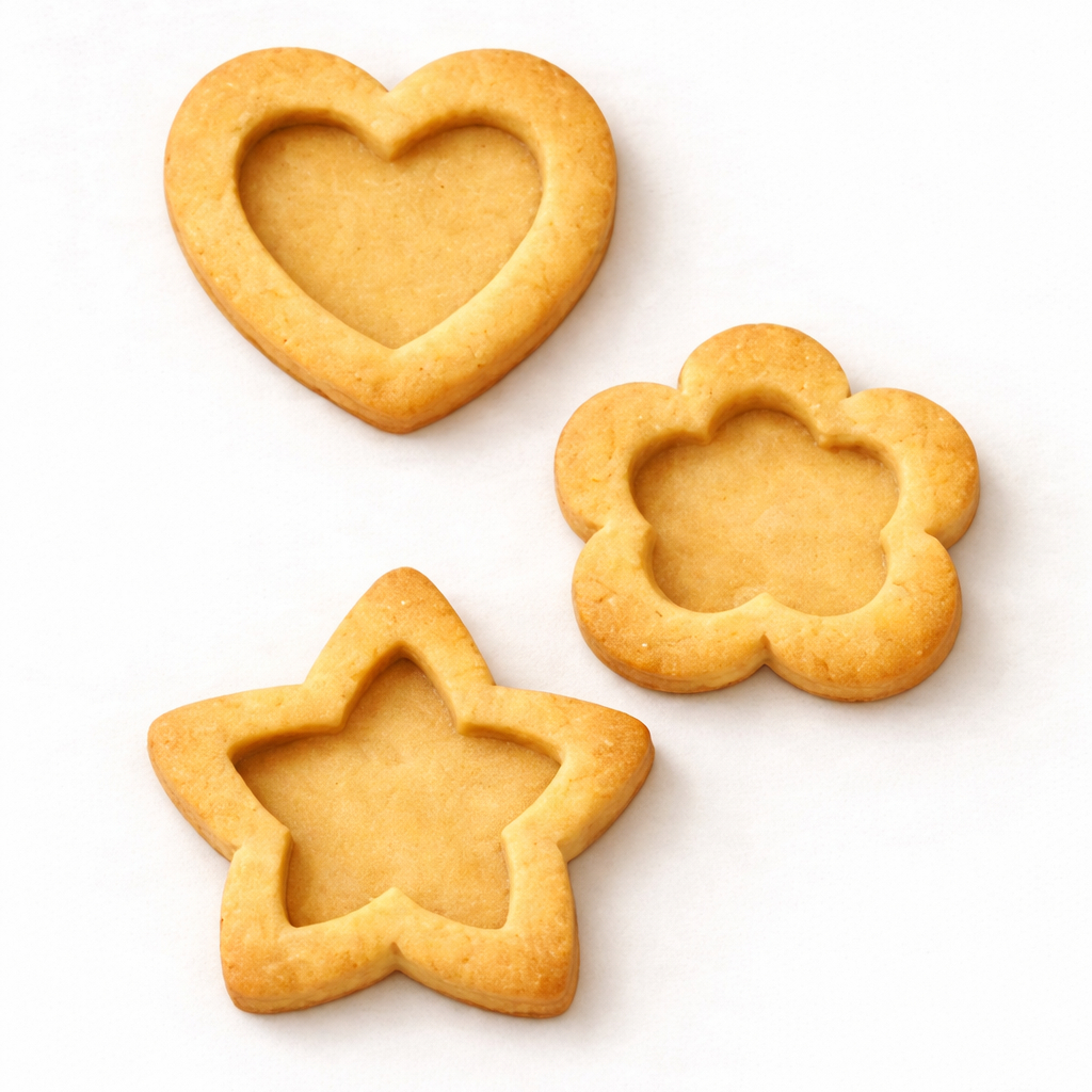 Detalhes do Cortador e Marcador Biscoito - Geleia Coração, Flor e Estrela - Confeitaria Pasta Biscoito Massa