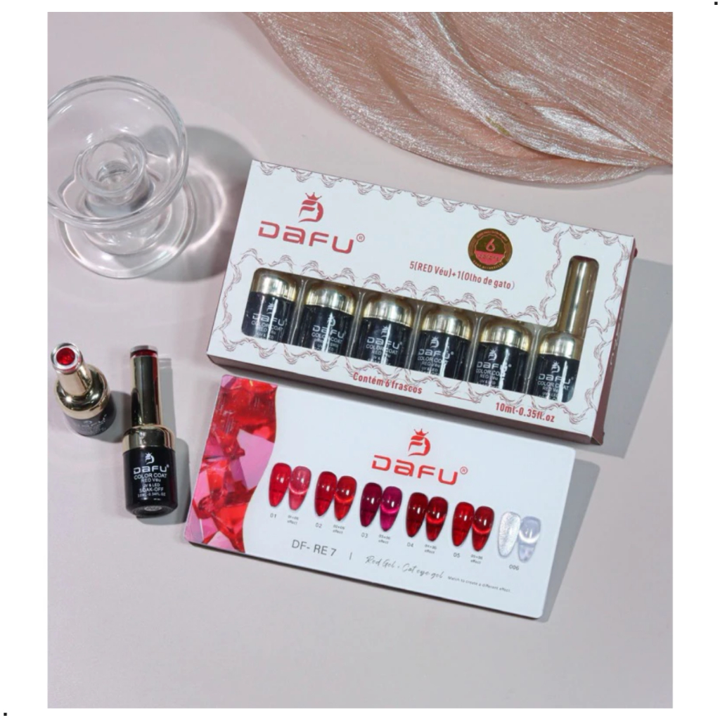 Red Véu Dafu Rebu Vermelhos + Olho Gato Magnético Esmaltes Gel 10ml Lançamento Nail Design