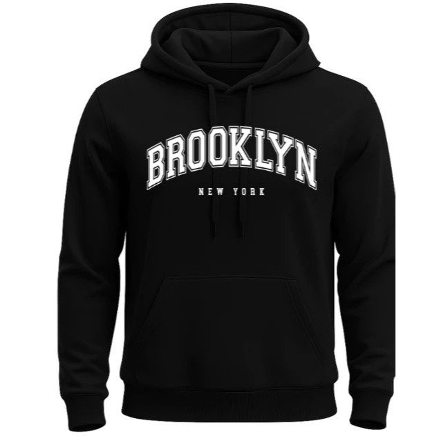 Moletom Brooklyn Blusa De Frio Com Bolso Capuz Estilo Canguru Moleton Casual Casaco Inverno Algodão Unissex