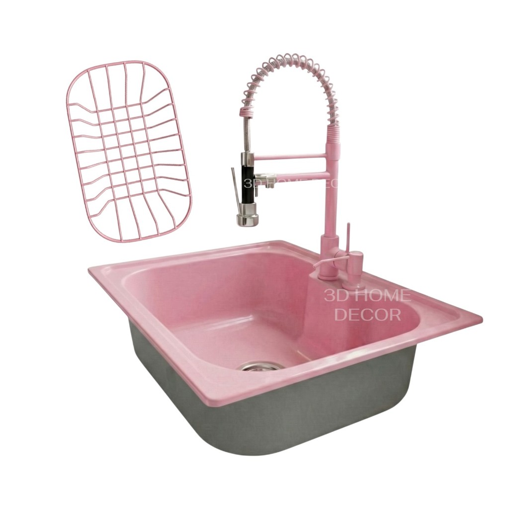 Cuba Cozinha Rosa INOX Torneira Rosa Espiral Cozinha Cuba Rosa 50 60 CM Inox Rosa Torneira Rosa Prede Bancada Rosa Metal