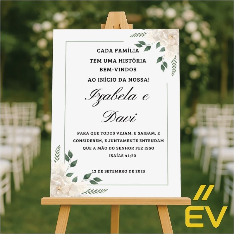 Quadro, placa decorativa para recepção de casamento floral personalizada com nomes
