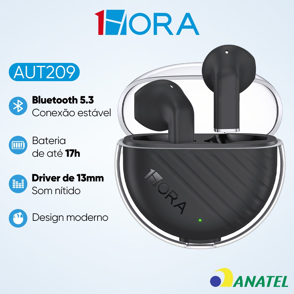 Fones de Ouvido Sem Fio Bluetooth 5.3 1HORA AUT209 Headphone Earbuds Headset Com Microfone IPX5 em Oferta na Shopee