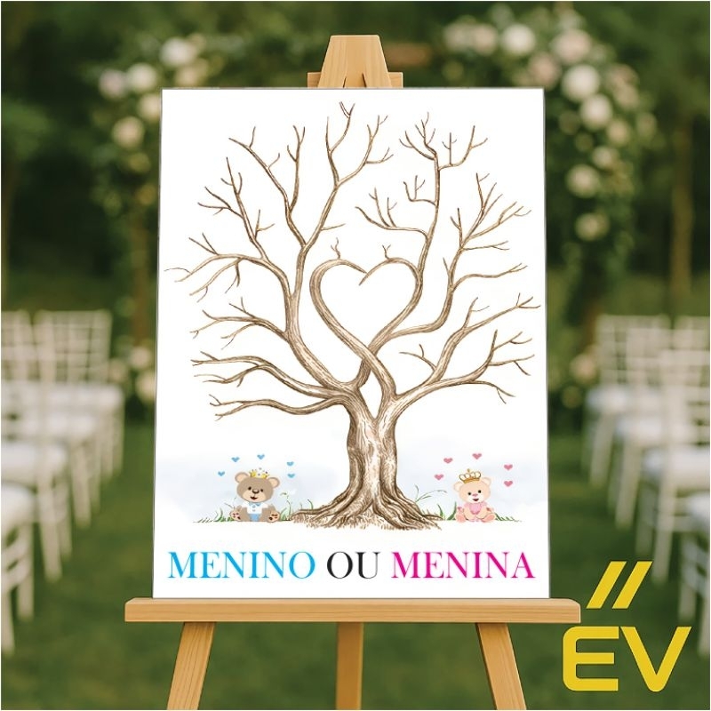 Quadro, placa decorativa para chá revelação de bebês